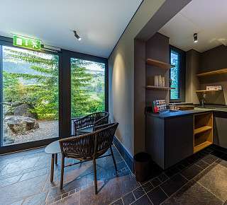 Picture of the tea station in the sauna area