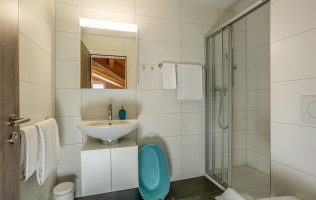 Ansicht des Badezimmers in der Wohnung
