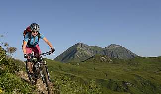 Mountain biker on Alpine trail