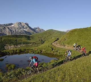 Mountain biker on mountain path