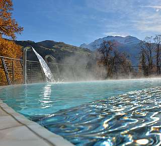 Outdoor pool with mountain view