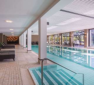 Indoor pool with loungers