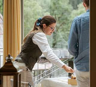 Service at a laid table