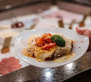 Plate with a baked dish