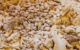 Close-up of a pastry topping