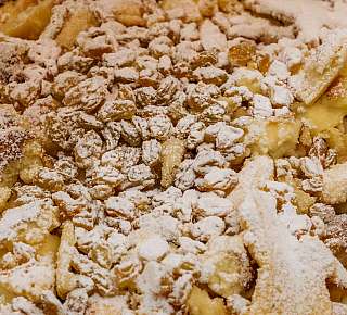 Close-up of a pastry topping