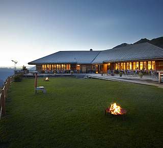 Mountain hut with terrace