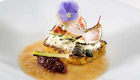 Fine dessert with blossom