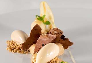 Fine dessert with ice cream