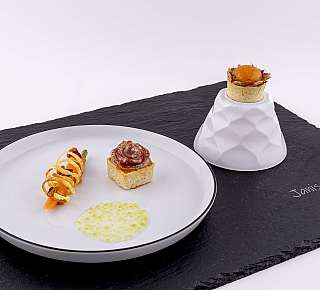 Fine gourmet dishes on slate
