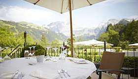Terrace table with mountain view