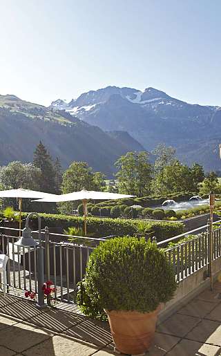Mountain terrace with Alpine views