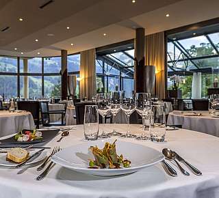 Fine restaurant with mountain view
