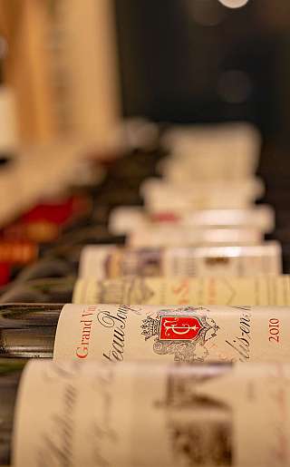 Wine bottles in a row