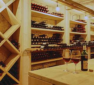 Wine cellar with shelves