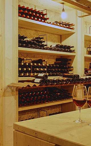 Wine cellar with shelves