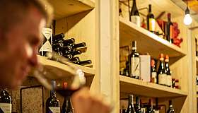 Wine shelves in the shop
