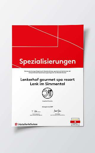Hotelleriesuisse spécialisation Excellent cuisine 2024