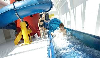 Children on water slide