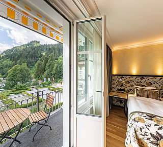 Hotel room with mountain view