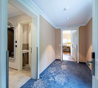Bright hallway with carpet