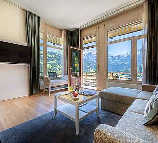 Salon avec vue sur la montagne
